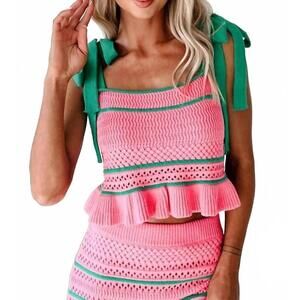 NEW DAY + MOON cropped sweater tank in pink